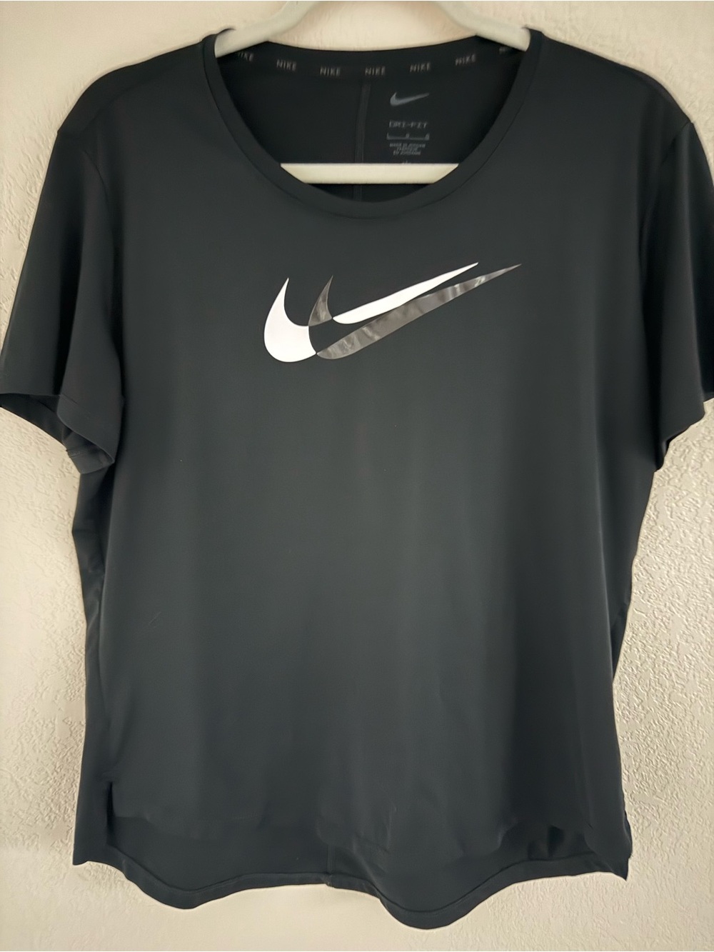 Nike Black Short Sleeve Dri-FIT Tee with White Swoosh